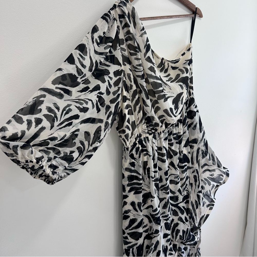 Alexis x Target Botanical One Shoulder Ruffle Maxi Dress Black Womens L - Picture 3 of 10